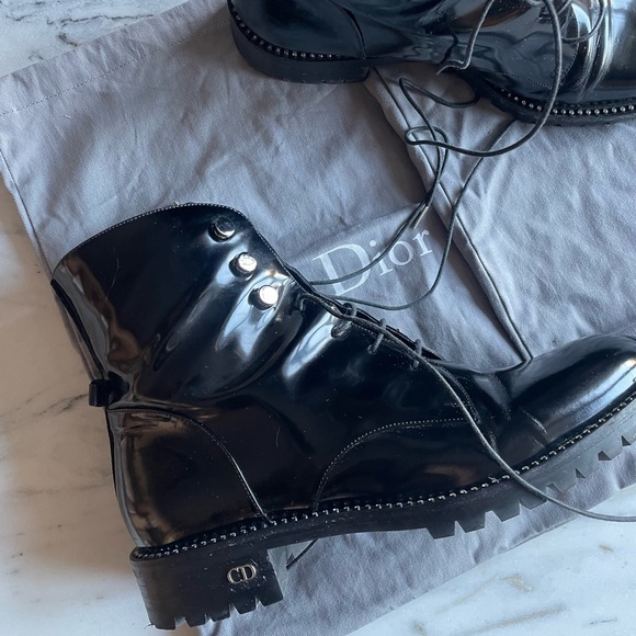 Christian Dior Crystal Embellished Patent Leather Combat boots - Picture 4 of 6